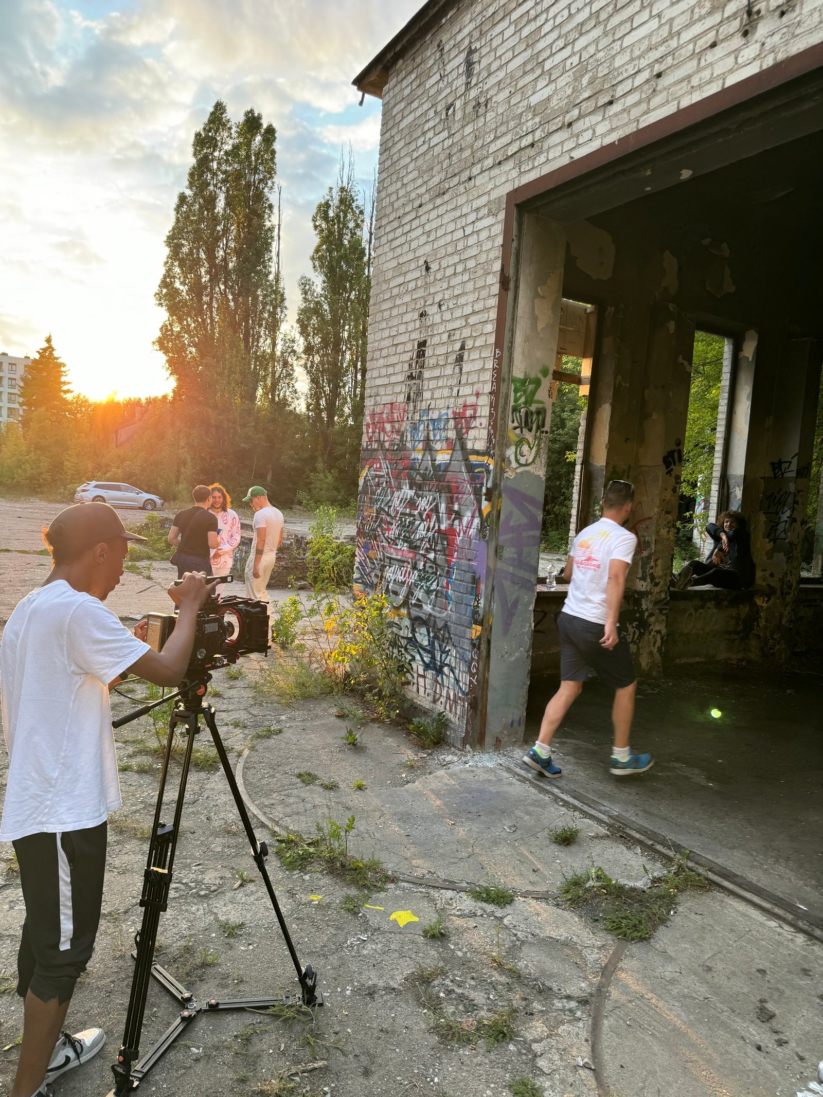 CB operating a cinema camera outdoors