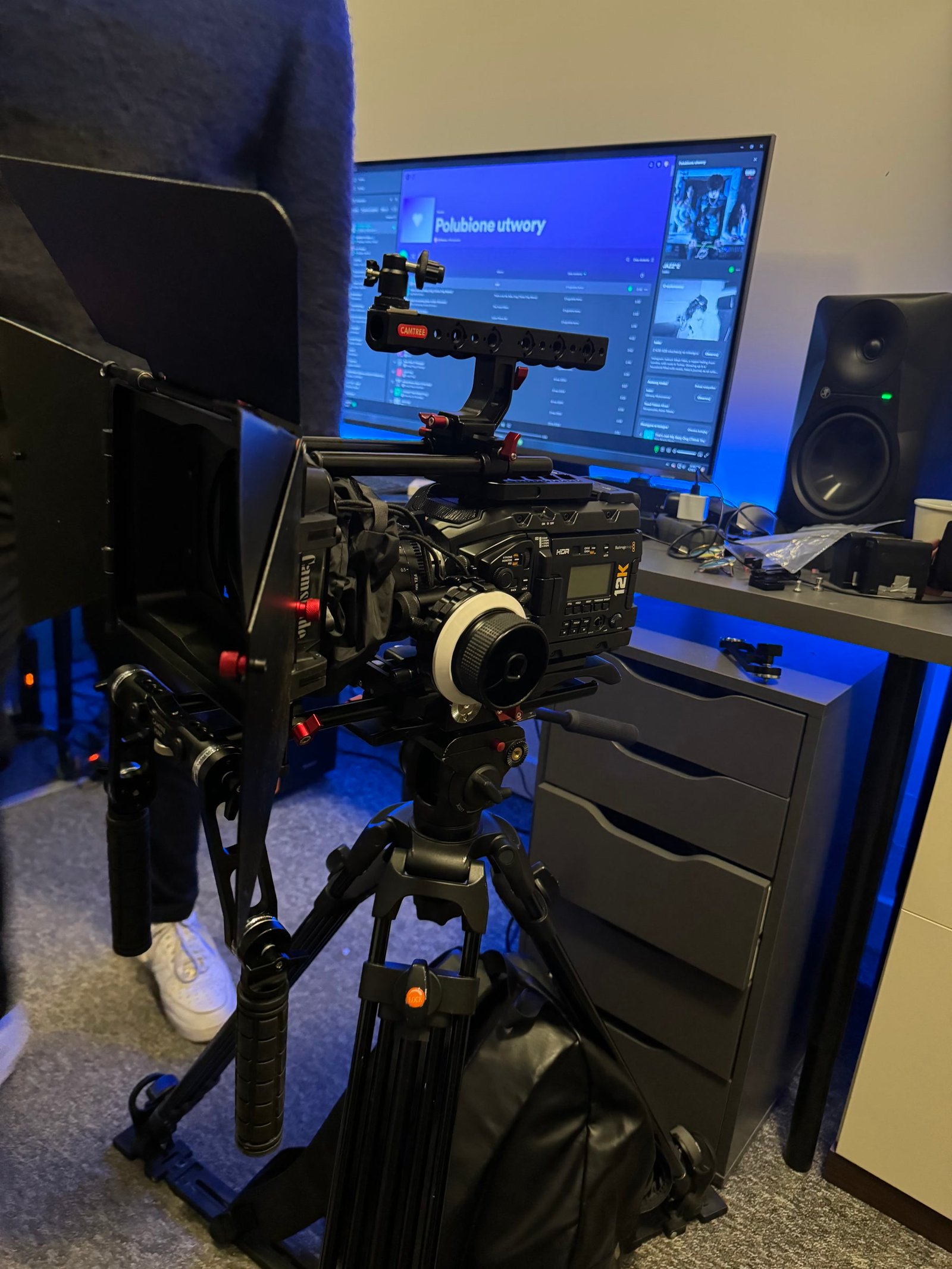 Cinema camera prepared inside a recording studio