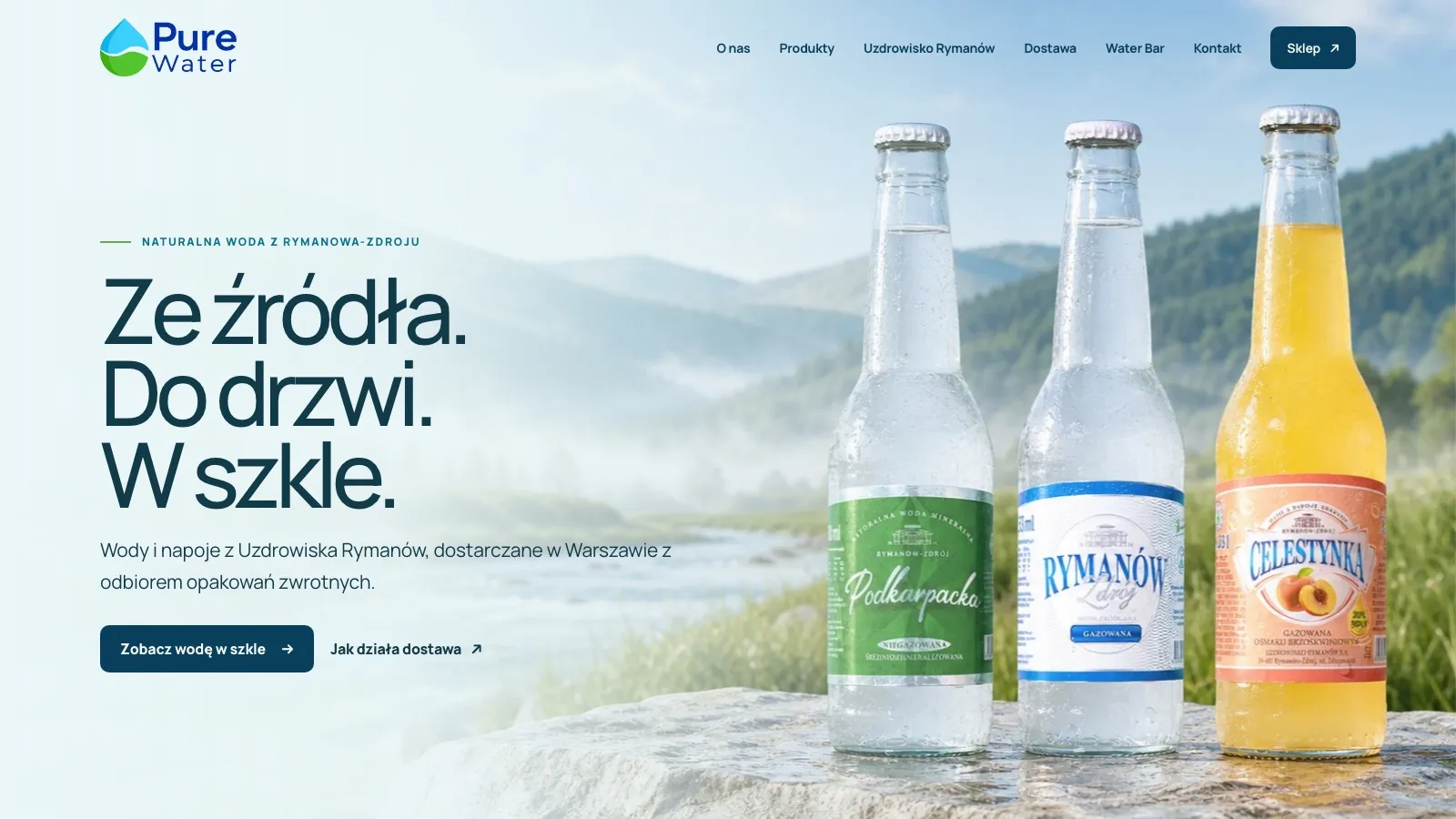 Pure Water homepage hero